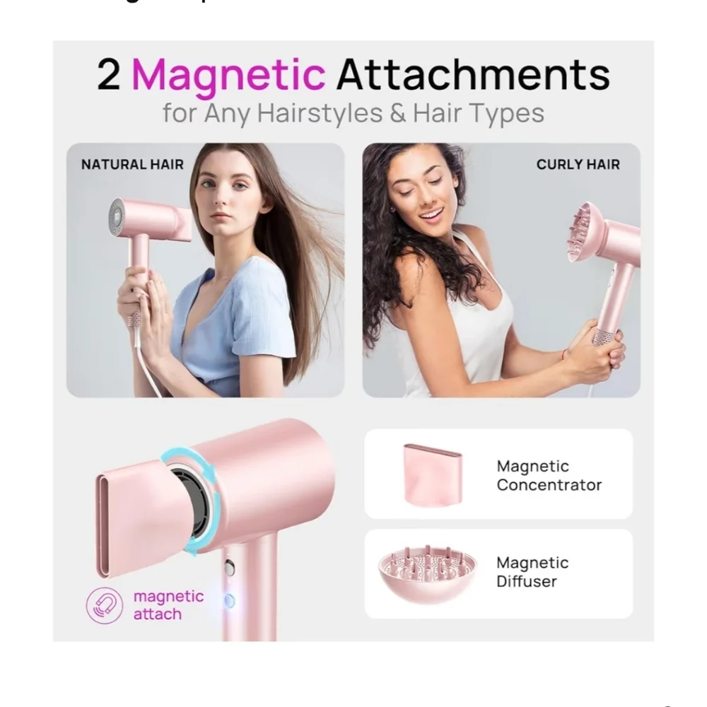 White Hair Dryer, Like New! with Attachments - Picture 2 of 11